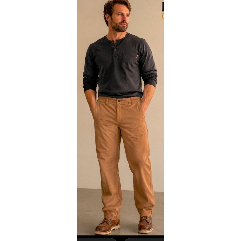 Duluth Trading Co Flex Ballroom Khakis Mens 32x32 Relaxed Fit‎ Brown Work Pants